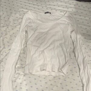 brandy melville scoop neck long sleeve white tee